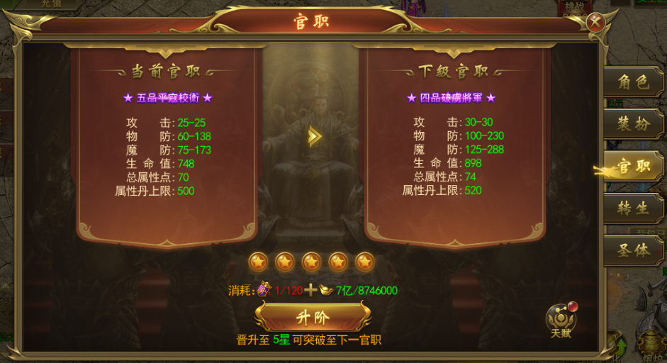 《龙神之光（送女武神）H5》官职系统,《龙神之光（送女武神）H5》官职系统